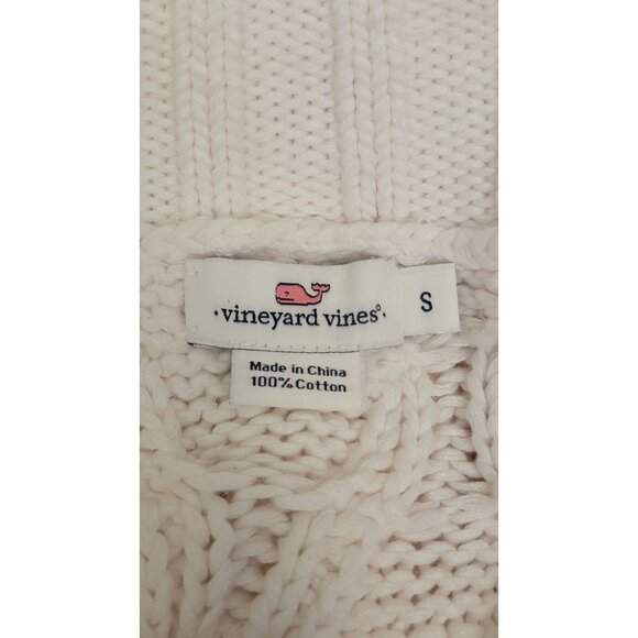 Vineyard Vines Womens White Cable Knit Sweater S 100% Cotton - Picture 3 of 5